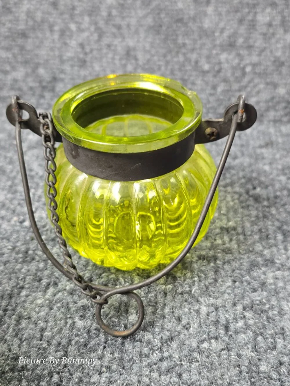 Vintage Pier 1 Imports Ribbed Glass Hanging Tealight Lanterns - Set of 3
